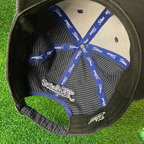 Titleist Brand Baseball Gingham Check Cap Grey Blue OSFM Adjustable - Picture 7 of 8